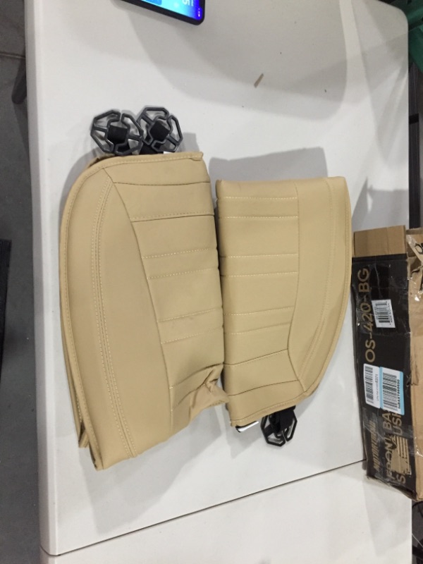 Photo 2 of Motor Trend Beige Faux Leather 2-Pack Car Seat Cover for Front Seats, Padded Car Seat Protectors with Storage Pockets, Premium Interior Covers, Front Seat Covers for Cars Truck SUV Auto 2 x Front Seat Covers Tan Beige