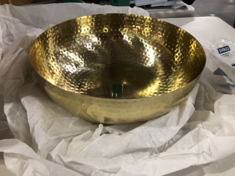 Photo 2 of Creative Co-Op Round Hammered Metal Bowl, 14", Gold,DA7392 Gold Bowl