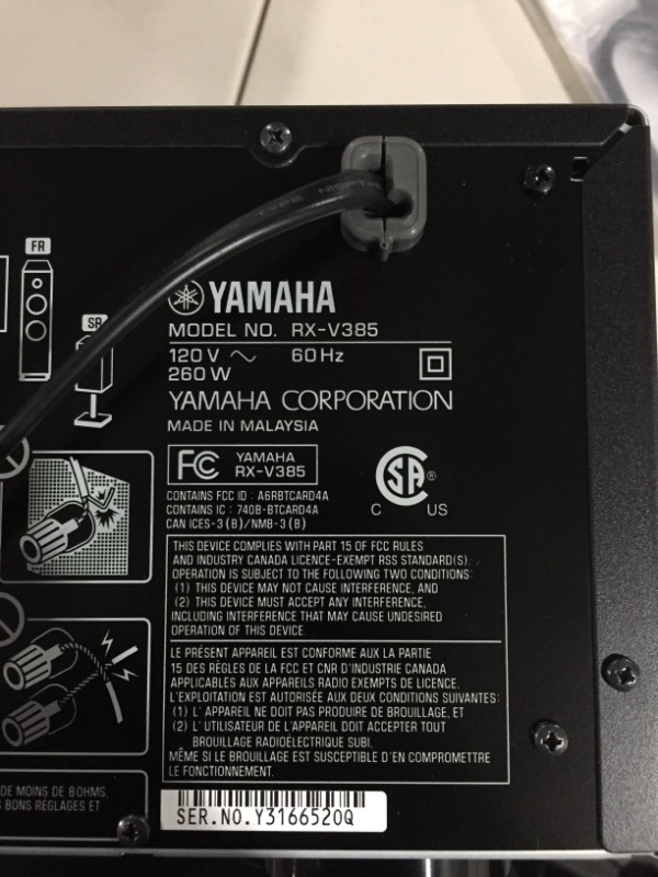 Photo 2 of YAMAHA RX-V385 5.1-Channel 4K Ultra HD AV Receiver with Bluetooth