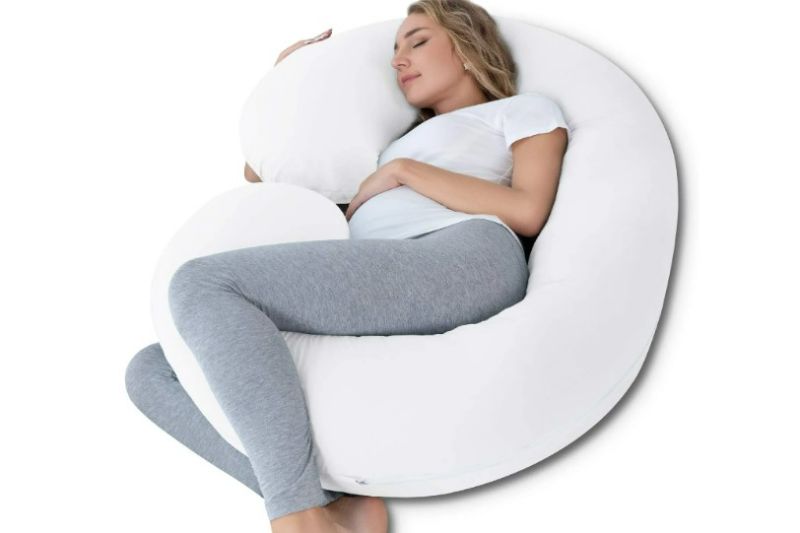 Photo 1 of INSEN Pregnancy Body Pillow,Full Body Pillow,C Shaped Full Body Pillow with Removable White Cotton Cover