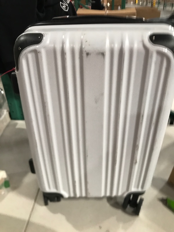 Photo 1 of Coolife Luggage Expandable(only 28") Suitcase PC+ABS Spinner 20in 24in 28in Carry on (white grid new, S(20in)_carry on) white grid new S(20in)_carry on