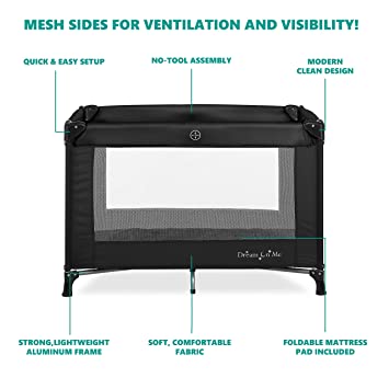Photo 1 of Dream On Me Nest Portable Play Yard With Carry Bag And Shoulder Strap, Black
