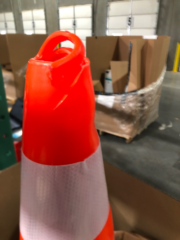 Photo 3 of 10 Pack 28" Traffic Cones PVC Safety Road Parking Cones Weighted Hazard Cones Construction Cones for Traffic Fluorescent Orange w/4" w/6"