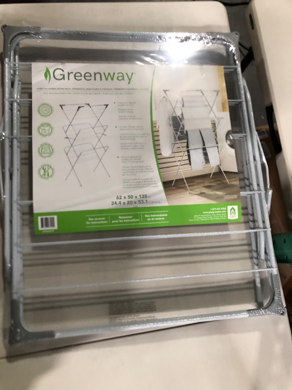 Photo 1 of GreenWay 3-Tier Collapsible Drying Rack, Silver