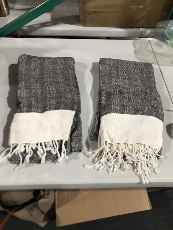 Photo 2 of *Set of Two* Smyrna Herringbone Series Original Turkish Beach Towel | 100% Cotton, Prewashed, 37 x 71 Inches | Peshtemal and Turkish Bath Towel for SPA, Beach, Pool, Gym and Bathroom (Latte)