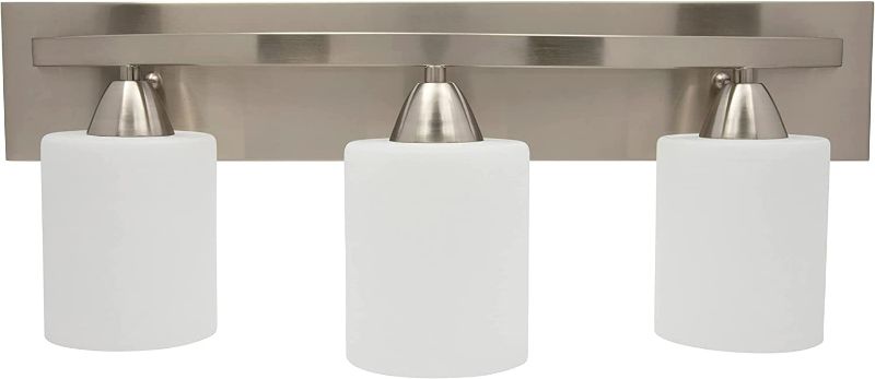 Photo 1 of Dorence | Bathroom Vanity Light Bar | Interior Bathroom Lighting Fixtures with Modern Glass Shade | Bathroom Lights Over Mirror | (Brushed Nickel, 3 Lights, E26 100W LED, Bulbs not Included)