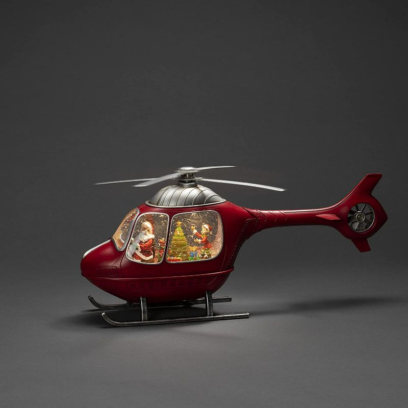 Photo 1 of Konstsmide Christmas Decorations LED Snow Globe Helicopter with Santa Claus and Elf's/Indoor, 5 Hour Timer/Battery Operated: 3xC 1.5V (excl.)/Christmas Lantern 2 Warm White Diodes, One Size