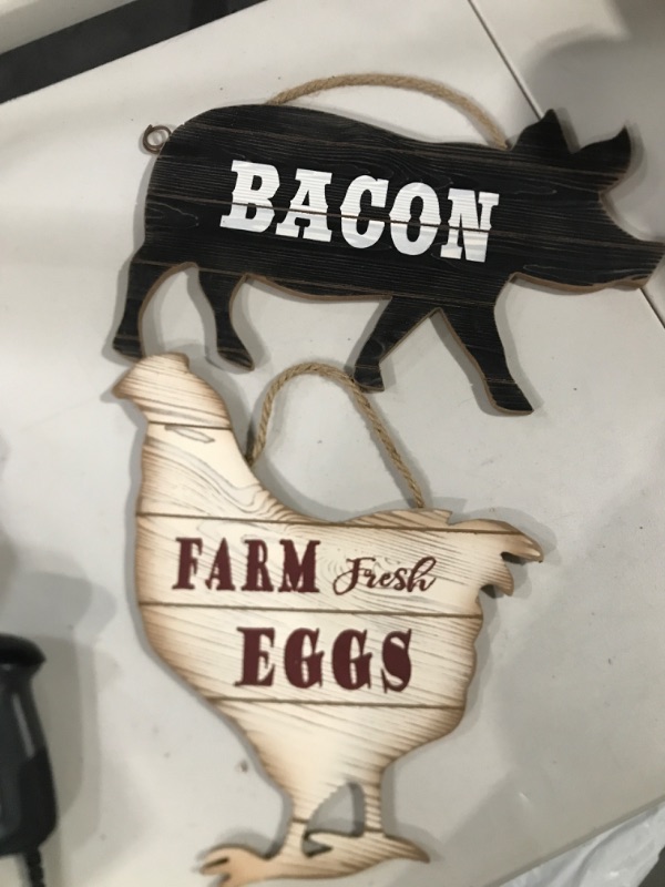 Photo 2 of DII Farmhouse Wall Art Sign, Chicken and Pig, 2 Piece