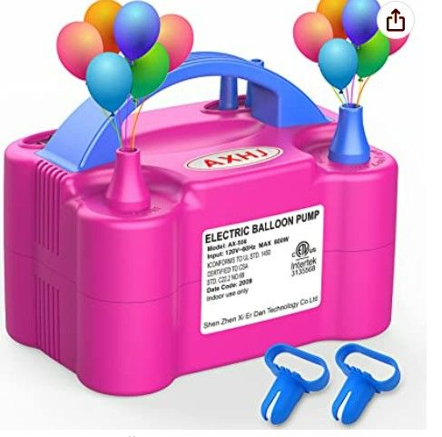 Photo 1 of AXHJ Electric Balloon Pump- Portable Dual Nozzle Air Blower Pump Inflator for Fast and Easy Bulk Balloons Filling for Party Decoration