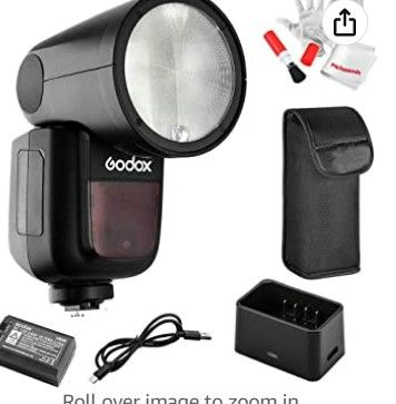 Photo 1 of Godox V1-C Flash for Canon, 76Ws 2.4G TTL Round Head Flash Speedlight, 1/8000 HSS, 480 Full Power Shots, 1.5s Recycle Time, 2600mAh Lithium Battery, 10 Level LED Modeling Lamp