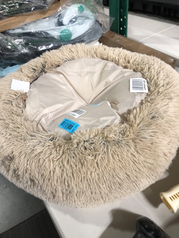 Photo 2 of Best Friends by Sheri The Original Calming Donut Cat and Dog Bed in Shag and Lux Fur, Machine Washable, High Bolster, Multiple Sizes S-XXL Shag Taupe Small 23" x 23" Bed Only