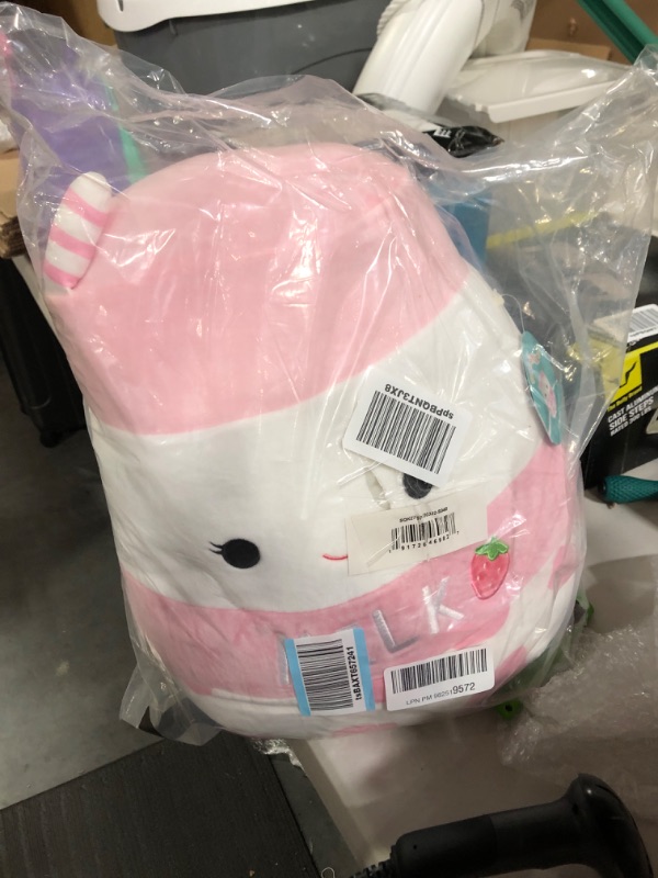 Photo 2 of Squishmallows 14-Inch Strawberry Milk with Straw Plush - Add Amelie to Your Squad, Ultrasoft Stuffed Animal Large Plush Toy, Official Kelly Toy Plush