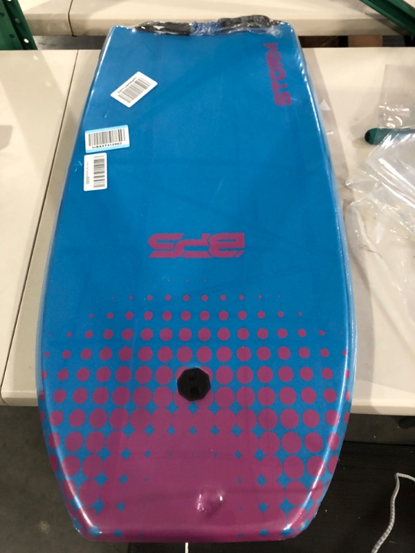 Photo 2 of BPS 'Storm' Bodyboard with Premium Coiled Leash - Lightweight with EPS Core, Durable for All Wave Conditions 10 Blue Magenta 37 Inch