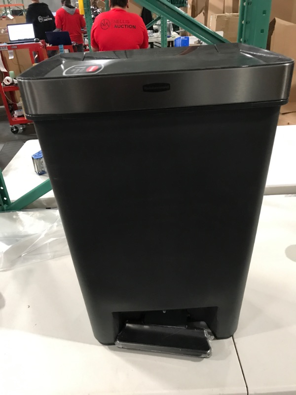 Photo 1 of Rubbermaid Premier Series III Step-On Trash Can for Home and Kitchen, with Stainless Steel Rim, 12.4 Gallon, Charcoal