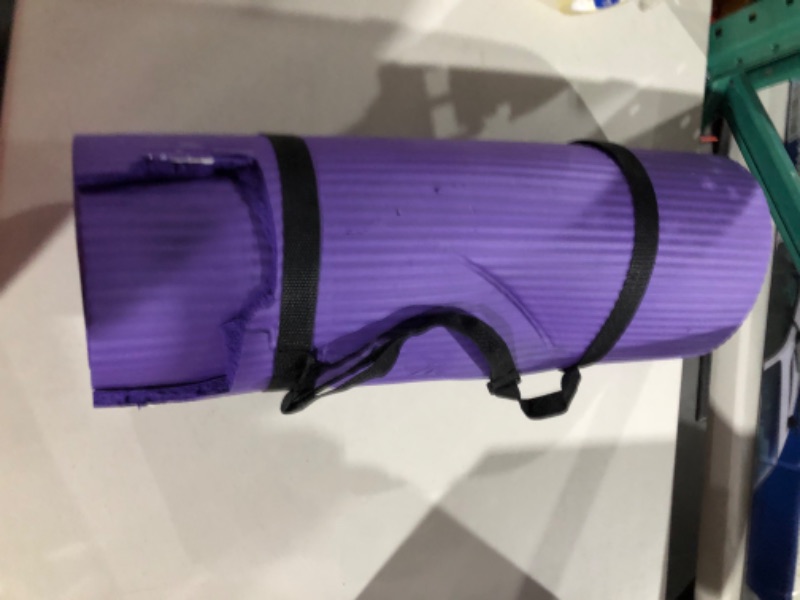 Photo 1 of BalanceFrom  All Purpose 1/2-Inch Extra Thick High Density Anti-Tear Exercise Yoga Mat with Carrying Strap and Yoga Blocks Purple Yoga Mat 