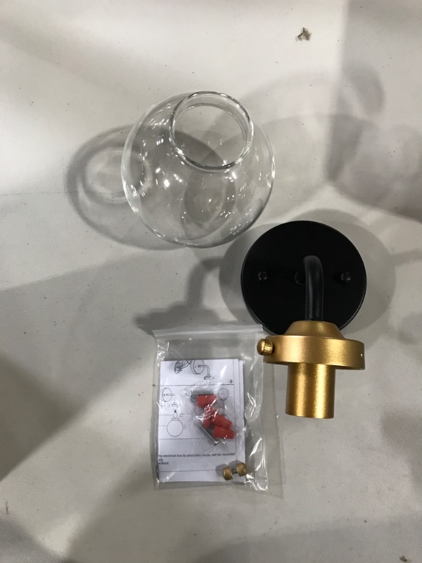 Photo 2 of Ralbay Industrial Bedroom Wall Sconce Golden Indoor Wall Light Fixture Clear Glass Globe Wall Lamp for Bathroom Kitchen Living Room Vanity Hallway (Exclude Bulb)