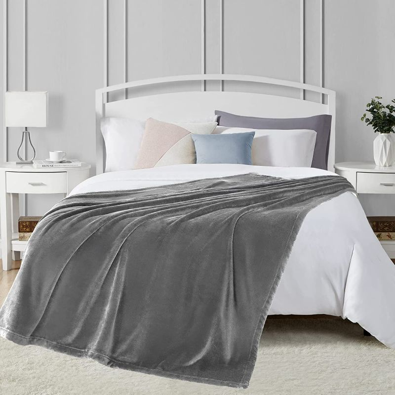 Photo 1 of Comaza Flannel Fleece Throw Blanket- Lightweight Extra Soft & Cozy Bed Blanket Microfiber Flannel Fuzzy Blanket for Couch and Sofa.(Grey,50x60 inches)