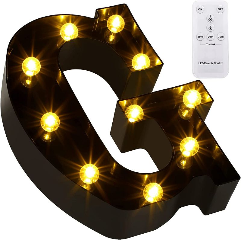 Photo 1 of LED Letters Numbers Marquee Lights 26 Alphabet 0-9 Numbers Decorative Lamps with Wireless Remote Control for Christmas New Year Valentine Wedding Party Birthday Home Bar (Black Letter G Pack of 3