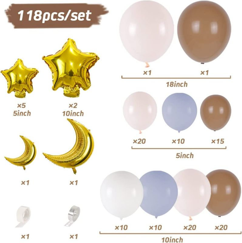 Photo 1 of Brown Balloons Garland Arch Kit with Moon and Star Balloons - 118 pcs 
pack of 3