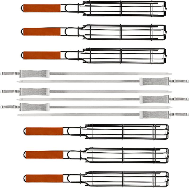 Photo 1 of DEAYOU Set of 12 Kabob Grilling Baskets and Skewers, Stainless Steel BBQ Grill Basket Kebab Skewer, Nonstick Portable