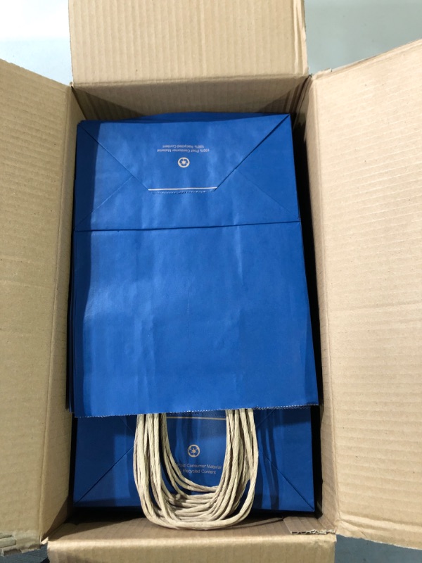 Photo 2 of BagDream Navy Blue Gift Bags 8x4.25x10.5 100Pcs Paper Bags, Paper Gift Bags with Handles Bulk Paper Shopping Bags Kraft Bags Party Favor Bags Retail Merchandise Bags Sacks