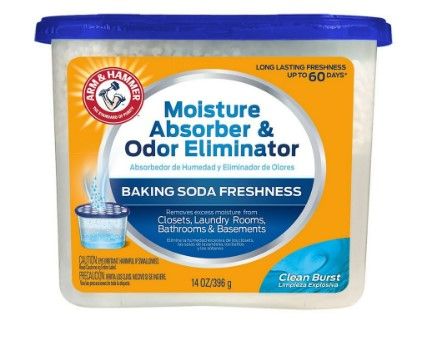 Photo 1 of Arm and Hammer Clean Burst Refillable Moisture Absorber and Odor Eliminator 14 Oz. Tub, White 6 pack