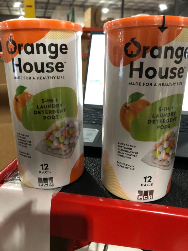 Photo 2 of Orange House Laundry Detergent Pods, Natural Orange Oil, Plant-Based, Free & Clear,12 Count, HE and Standard Machine 12 Count (Pack of 2)