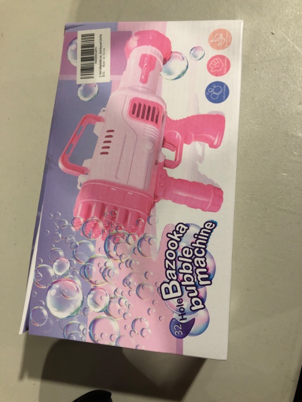 Photo 2 of Bubble Machine for Toddlers, 32-Hole Bubble Blower Rocket Launcher for Kids Bubble Maker Machine Gifts Bubble Blaster Toys for Activity Birthday Party Wedding Social Outing, Pink