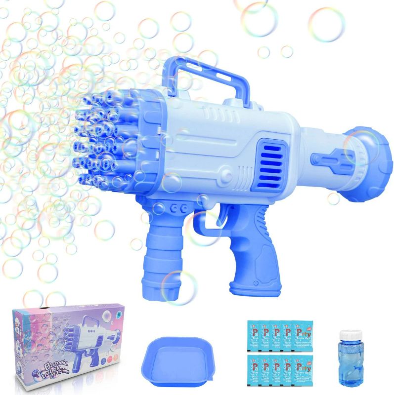 Photo 2 of Bubble Machine for Toddlers, 32-Hole Bubble Blower Rocket Launcher for Kids Bubble Maker Machine Gifts Bubble Blaster Toys for Activity Birthday Party Wedding Social Outing, Pink