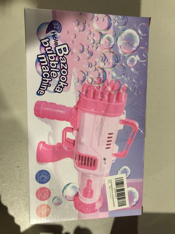 Photo 1 of Bubble Machine for Toddlers, 32-Hole Bubble Blower Rocket Launcher for Kids Bubble Maker Machine Gifts Bubble Blaster Toys for Activity Birthday Party Wedding Social Outing, Pink