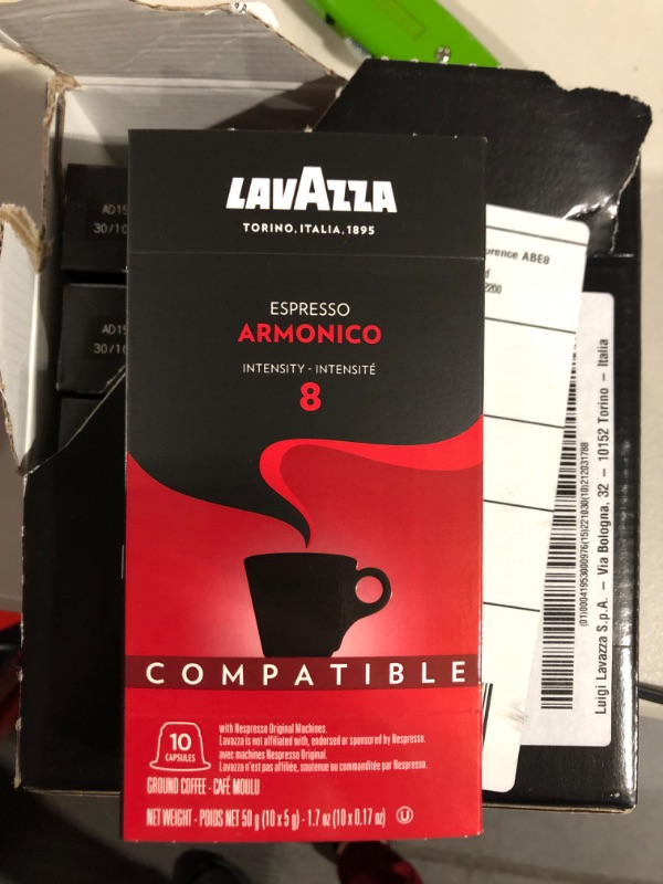 Photo 2 of ***EXPIRED 10/22***Lavazza Armonico Dark Roast Coffee Capsules Compatible with Nespresso Original Machines, Blended and roasted in Italy, Dark roast with full bodied Flavor and Notes (10 pack) Armonico Espresso