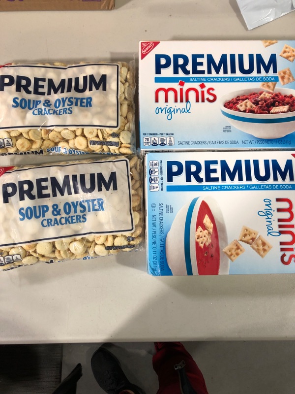 Photo 3 of **EXP 10/22** 2 BOXES OF  Premium Original Mini Saltine Crackers, 11 oz & 2 BAGS OF Nabisco Soup and Oyster Crackers **EXP: 10/22**