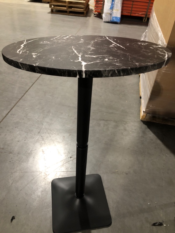 Photo 2 of **DAMAGED** Pearington Round Bar Faux Marble Top and Black Base 22X42 