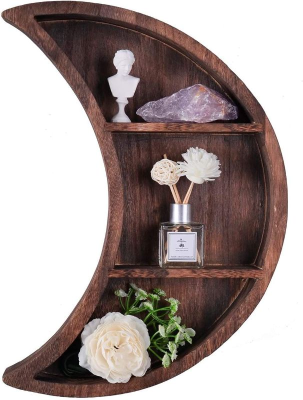 Photo 1 of ELIAUK Floating Moon Wooden Shelves Reversible Crescent Moon Shelf,Home Wall Decor for Living Room Bedroom…