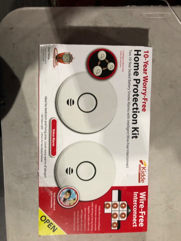 Photo 2 of Kidde Smoke Detector, Lithium Battery Powered, Interconnect Smoke Alarm with Voice Alert, Smoke Alarm, 2 count