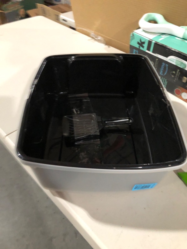 Photo 2 of IRIS USA Cat Litter Box, High Sided and Enclosed Kitty Litter Box with Scoop Open Top - Black