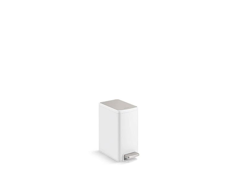 Photo 1 of Kohler Bathroom Step Trash Can with lid 1.6 Gallon, 6-Liter, Stainless and White