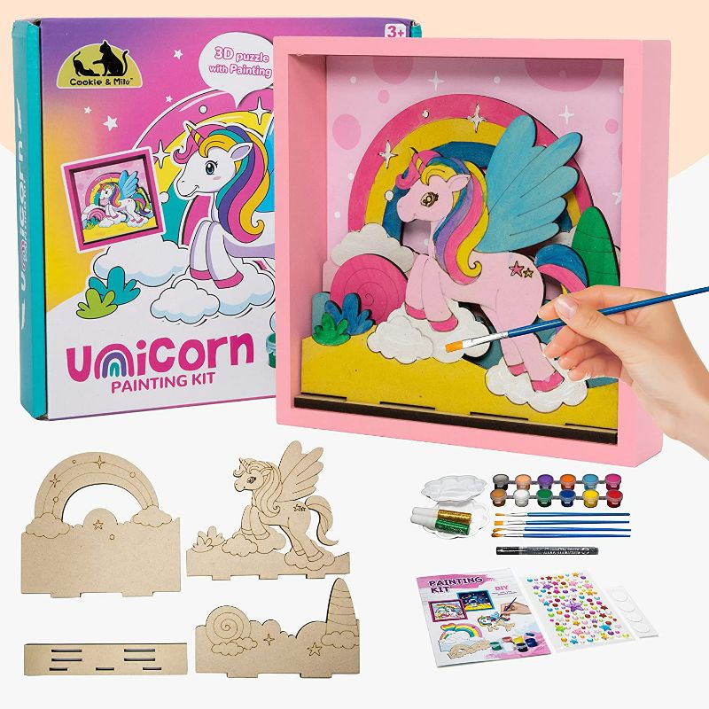 Photo 1 of 3D Coloring Kit - Unicorn, Color Your Own Unicorn, Wood Cutouts Painting, Arts and Crafts Kit, Boys Gift, Girls Gift, Great Gift idea, DIY Home Decor