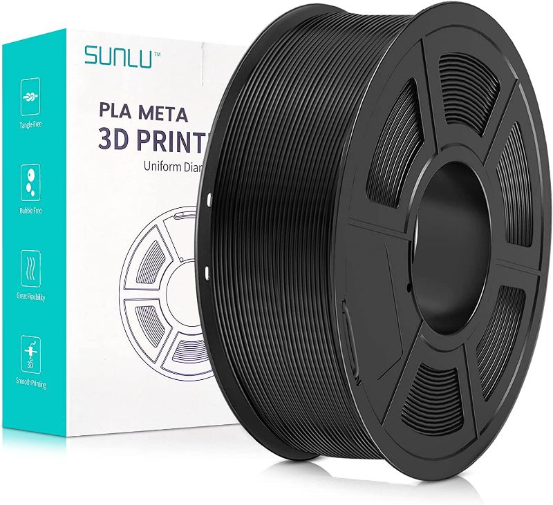 Photo 1 of SUNLU 3D Printer Filament, Neatly Wound PLA Meta Filament 1.75mm, Toughness, Highly Fluid, Fast Printing for 3D Printer, Dimensional Accuracy +/- 0.02 mm (2.2lbs), 330 Meters, 1 KG Spool, Black