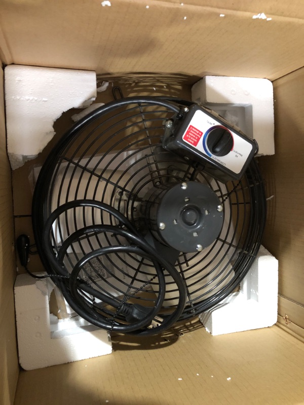 Photo 3 of ***PARTS*** iLIVING 12" Wall Mounted Shutter Exhaust Thermostat Control-3 Speeds Vent Fan For Home Attic, Shed, or Garage Ventilation, 960 CFM, 1200 SQF Coverage Area, Variable, Silver 12" Fan w/ Thermostat