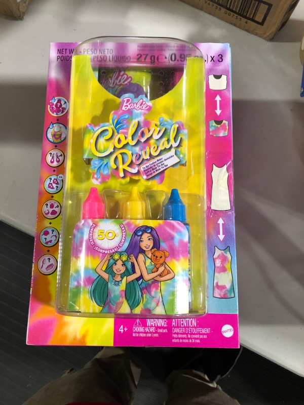 Photo 2 of Barbie Color Reveal Gift Set, Tie-Dye Fashion Maker, Color Reveal Barbie Doll, Chelsea ?Doll and Pet, Tie-Dye Tools and Dye-able Fashions?