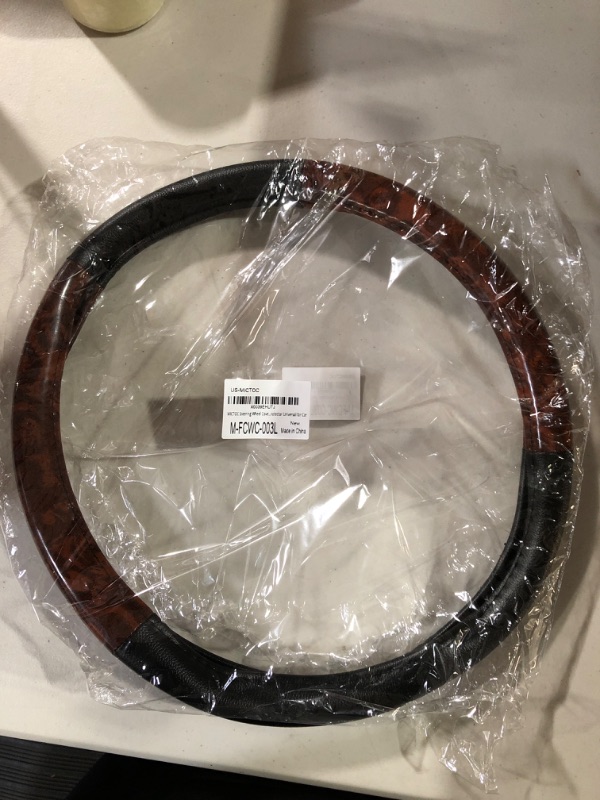 Photo 2 of MICTOC Steering Wheel Cover with Wood Grain Pattern,16 Inch Odorless and Anti-Slip PU Steering Wheel Protector Universal for Car L?15.25-16''?