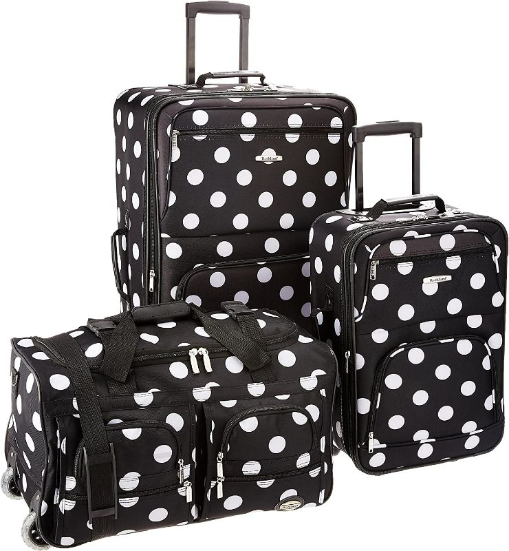 Photo 2 of **SEE NOTES** Rockland Vara Softside 3-Piece Upright Luggage Set, Black dot