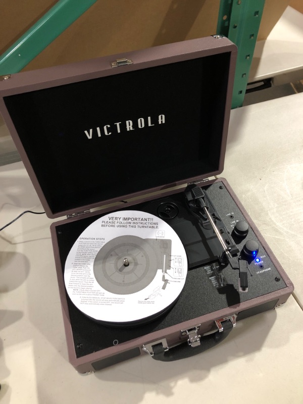 Photo 2 of Victrola Vintage 3-Speed Bluetooth Portable Suitcase Record Player with Built-in Speakers | Upgraded Turntable Audio Sound| Includes Extra Stylus | Magenta, Model Number: VSC-550BT-MAG Magenta Record Player