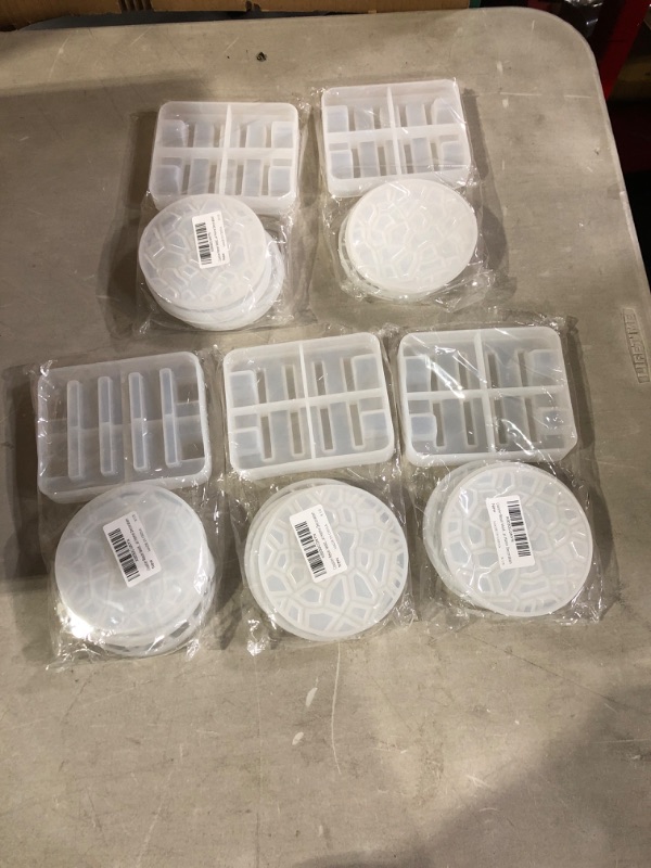 Photo 1 of 5  sets of Coaster Resin Molds, 4Pcs Different Pattern Round Coaster Molds with 1Pc of Coaster Stand Storage Molds, Epoxy Resin Molds for DIY Resin, Silicone Making Tools for Cups Mat Home Decoration