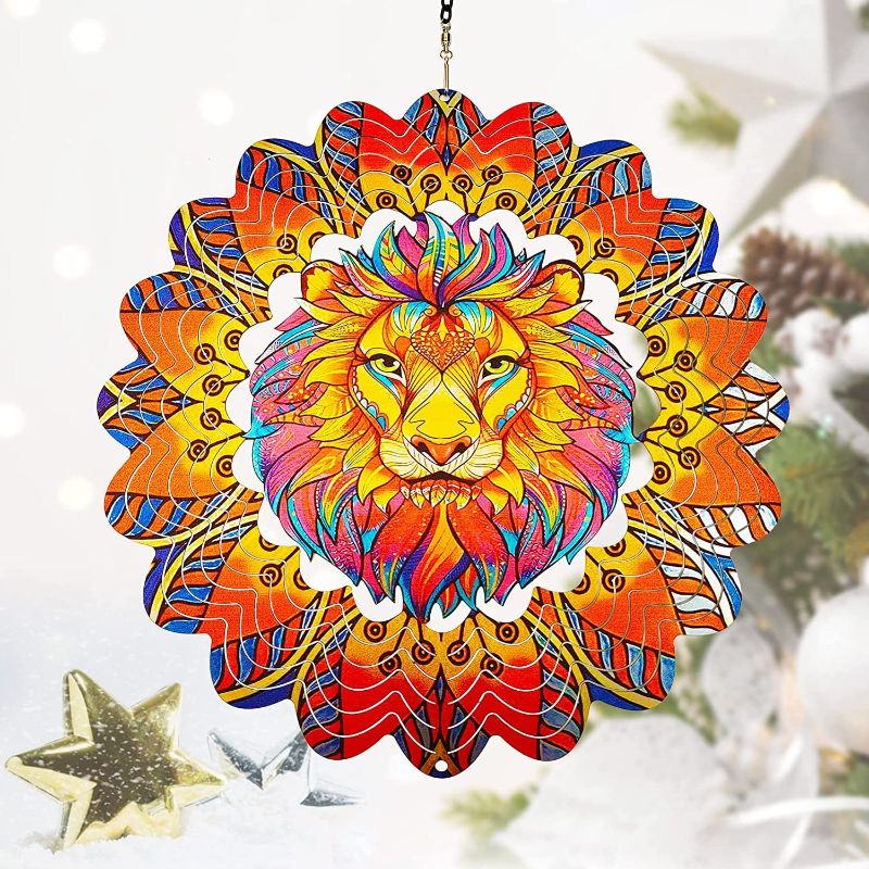 Photo 1 of 2 packs of Metal Wind Spinners - 3D Hanging Wind Spinner Outdoor, Lion Spinner Hanging for Yard and Garden, Magical Kinetic Wind Catchers & Spinners Decoration for Patio Lawn Gift