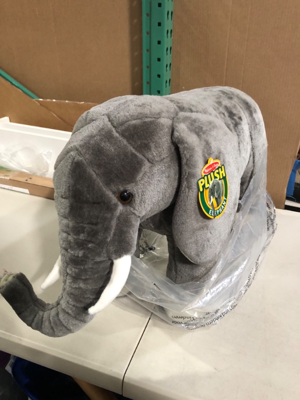 Photo 2 of Melissa & Doug Giant Elephant - Lifelike Stuffed Animal (over 3 feet long)