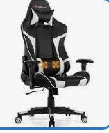 Photo 1 of Goplus Gaming Chair, Massage Office Chair Computer Gaming Racing Chair, High Back PU Leather Adjustable Arms Headrest Ergonomic Reclining Game Chair, Rolling Swivel Executive Chair