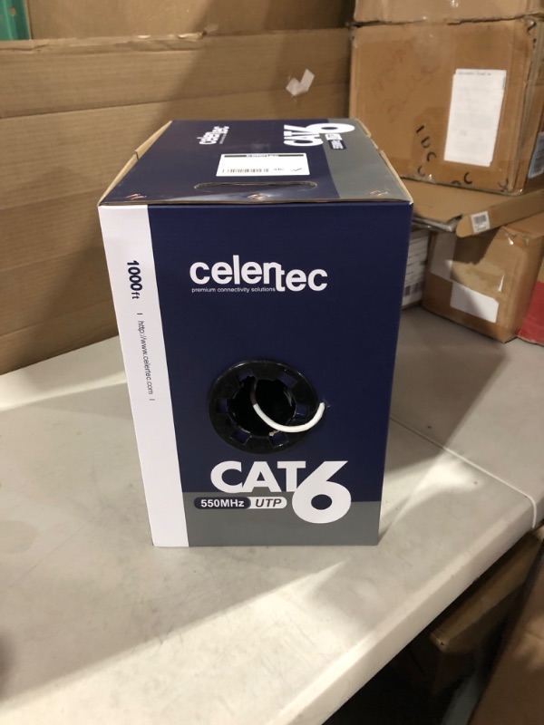 Photo 2 of celertec CAT6 Ethernet Cable, 1000ft, 23AWG Solid Bare Copper, Unshielded Twisted Pairs(UTP), 550MHz, ETL Listed &CMR Riser Rated, Indoor, Bulk Ethernet Cable, Pull Box -White