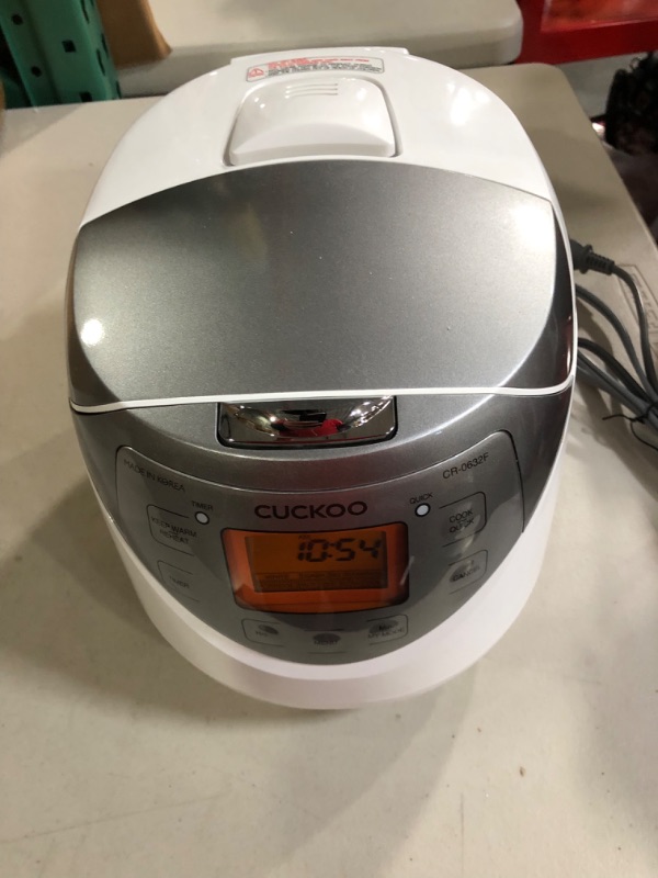 Photo 2 of (parts only)CUCKOO CR-0632F | 6-Cup (Uncooked) Micom Rice Cooker White/Grey 12.5"D x 9.25"W x 8.4"H
